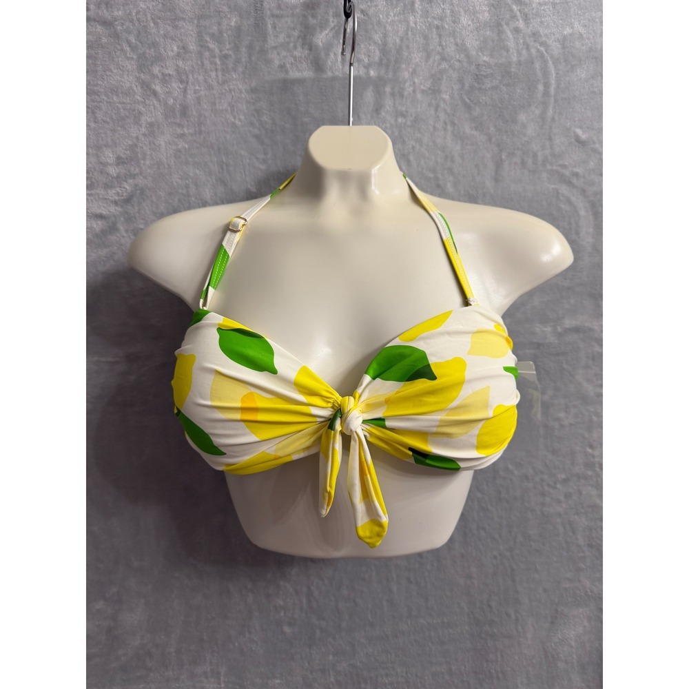 Kate Spade New York Women's Printed Tie-Front Bandeau Bikini Top. Sz S. NWT